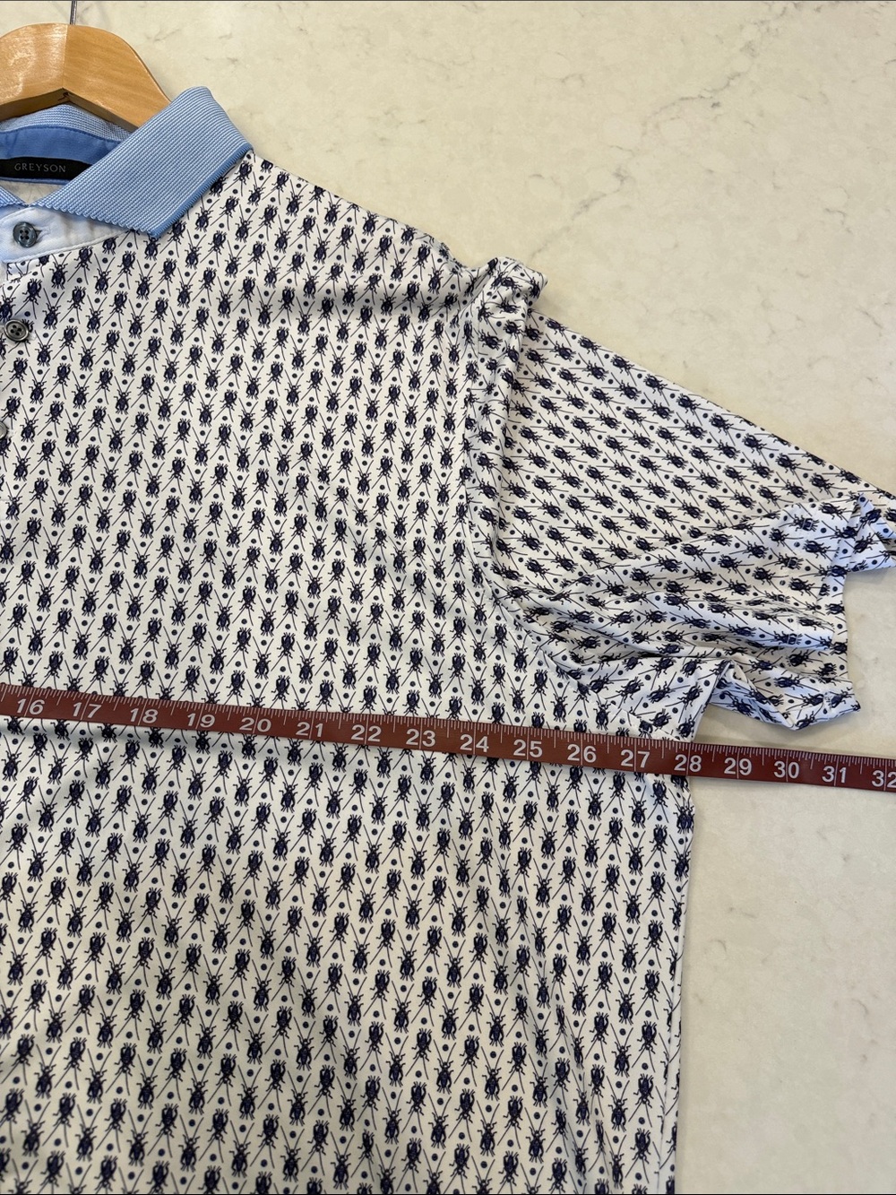 Greyson Blue & White Micro-Pattern‎ Polo - Picture 6 of 7